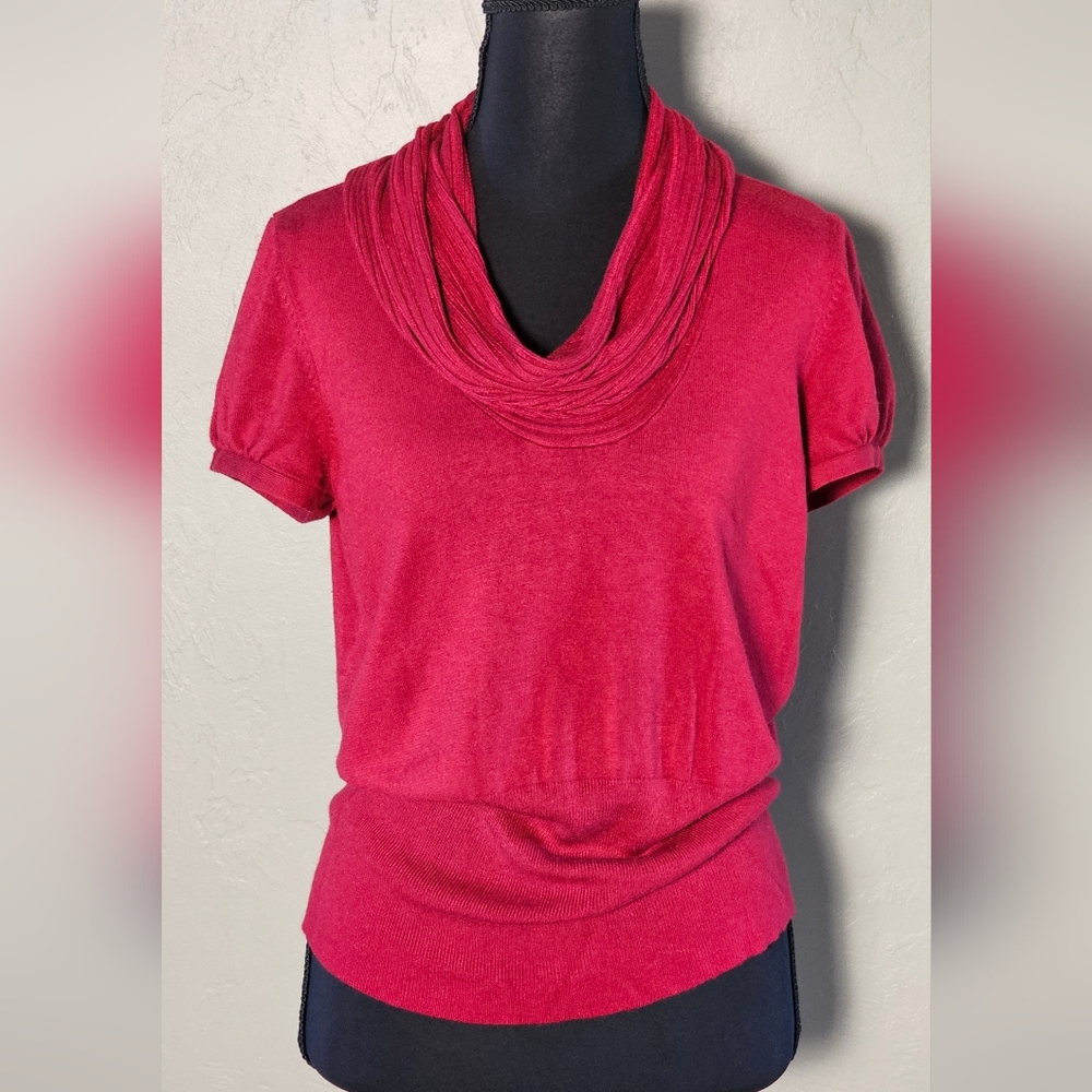 [EXPRESS] Red Cowl Neckline Short Sleeve Sweater 《L》